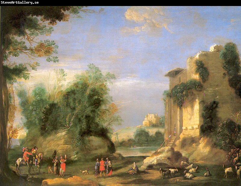 Napoletano, Filippo Landscape with Ruins and Figures